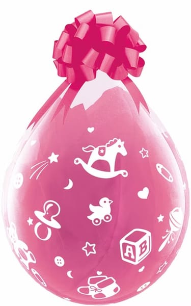 Verpackungsballon zur Geburt · Geschenkballon Babyparty in Rosa