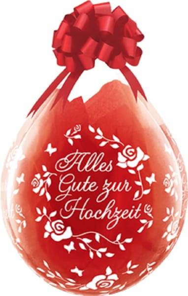Geschenkballon Alles Gute zur Hochzeit · roter Verpackungsballon für Geldgeschenke