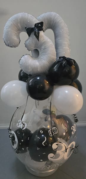 Geschenkballon Hameln · 30. Geburtstag elegant in Schwarz