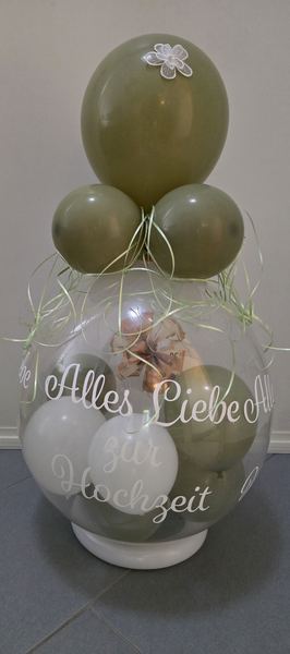 Geschenkballon Hameln · Verpackungsballon Alles Liebe zur Hochzeit in Salbeigrün