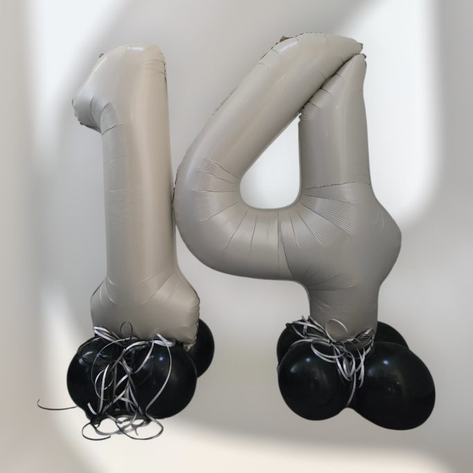 Folienballonzahlen14.GeburtstagBallontischdekorationBallonzahlenBallonShopHameln