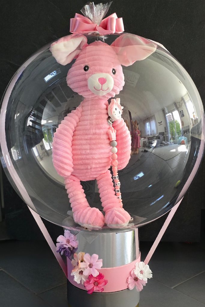 Aquaballon durchsichtig Boboballon transparent für Geschenk zur HochzeitTaufeGeburt BallonShopHameln RosaHase