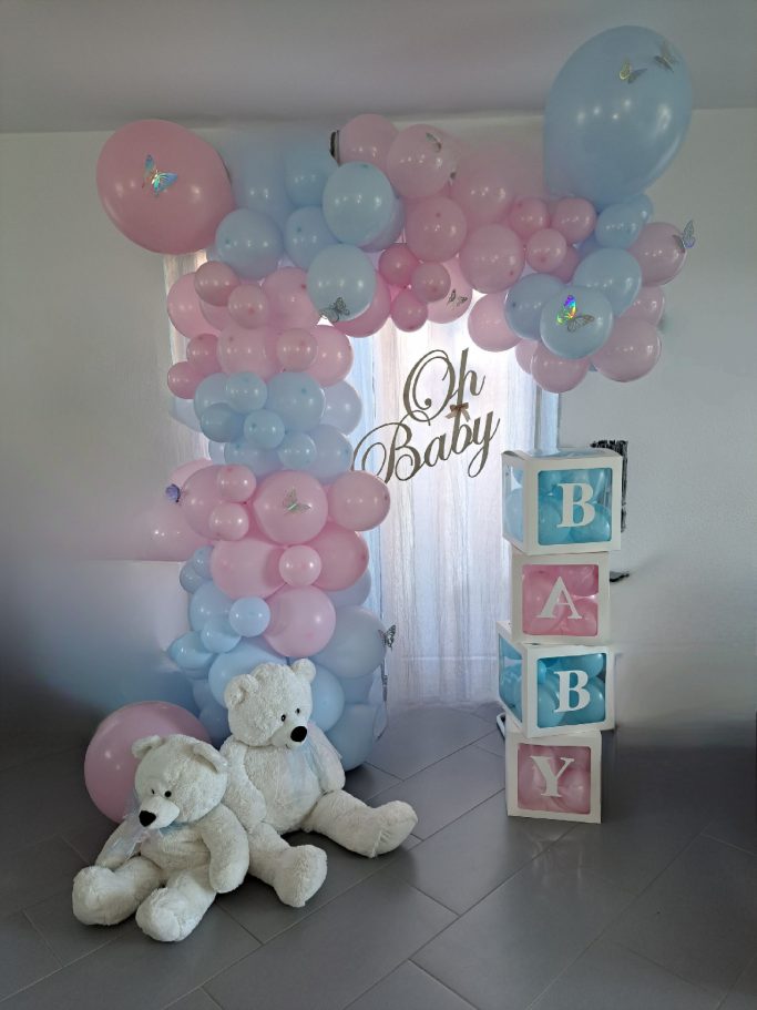 BallongirlandeBabypartyTeddysOhBabySchriftzugBabyWürfel