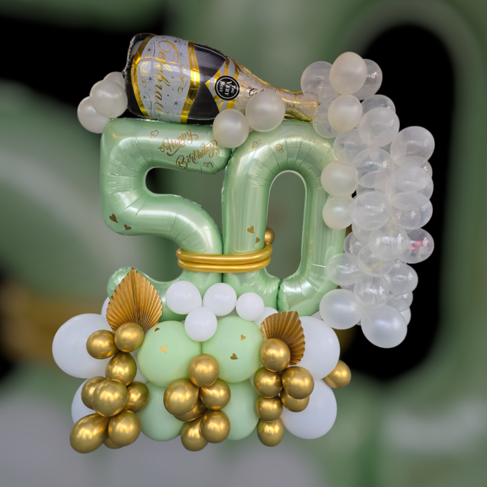 XXL Ballon Arrangement mitZahlSektflascheundBubbelballons Geburtstagsgeschenk Ballon-Shop-Hameln