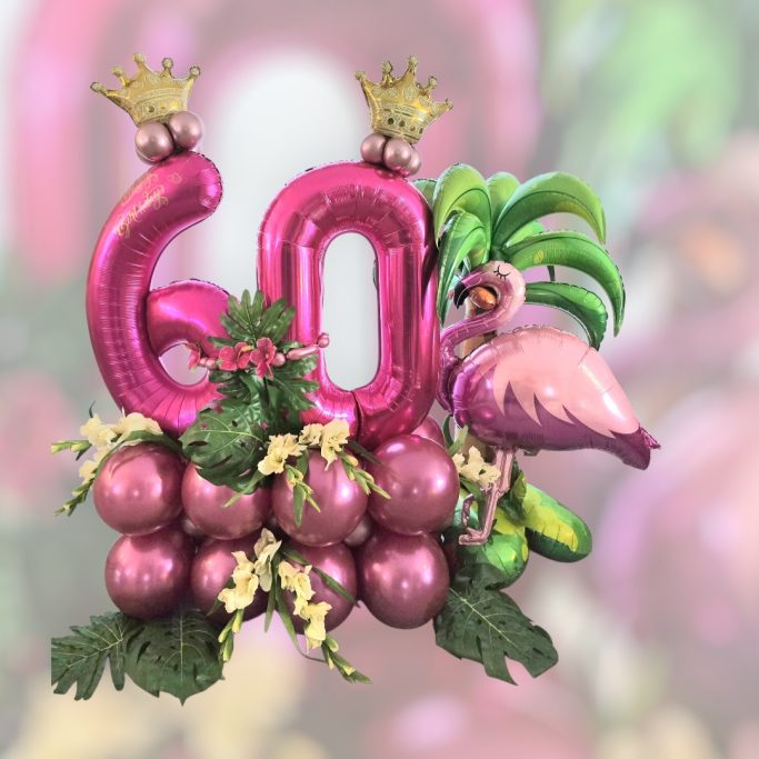 BallonarrangementFlamingoPalmeFolienballonzahlPink60.GeburtstagBallonShopHameln...