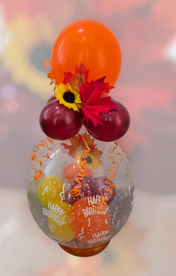 GeschenkballonGeschenkimballonGeldgeschenkimBallonHerbstfarbenmitSonnenblume