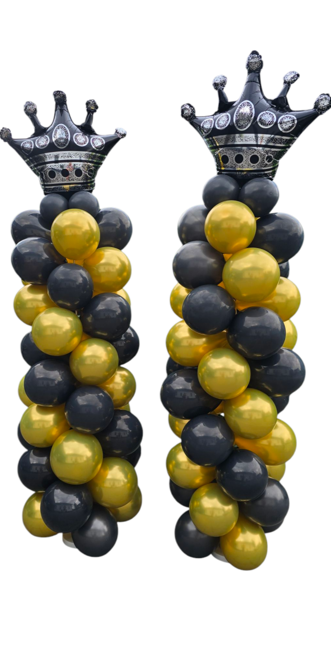 BallonsäulenSchwarzGoldmitKroneBallonShopHameln